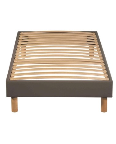 Sommier déco en kit à lattes enduit taupe 160x200