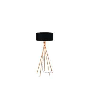 Lampadaire en bambou et lin noir H160cm