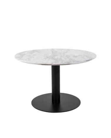 Table basse aspect marbre et métal D70xh45cm blanc