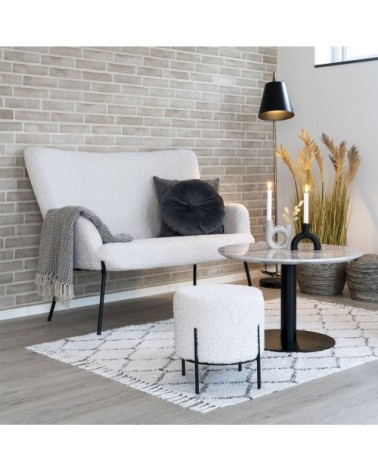 Table basse aspect marbre et métal D70xh45cm blanc