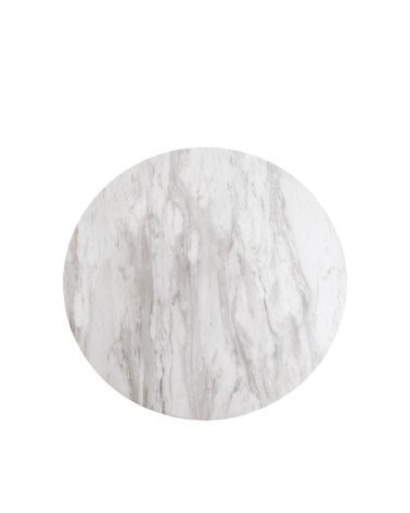 Table basse aspect marbre et métal D70xh45cm blanc