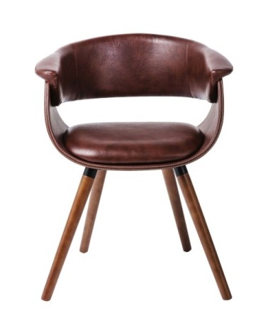 Chaise avec accoudoirs nougat et hêtre laqué