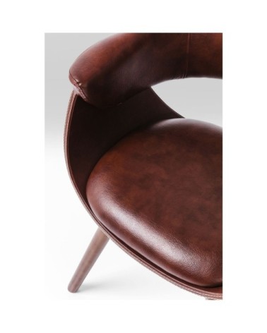 Chaise avec accoudoirs nougat et hêtre laqué