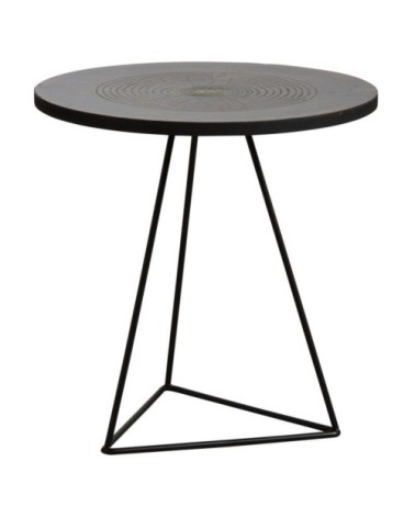 Table ronde métal doré vieilli