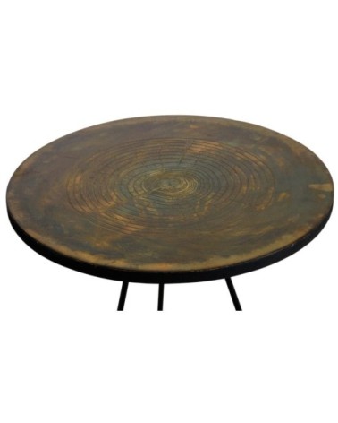 Table ronde métal doré vieilli