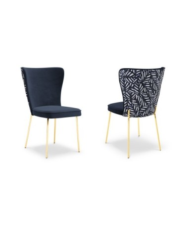 Ensemble de 2 chaises 1 place en velours bleu foncé
