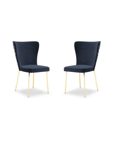 Ensemble de 2 chaises 1 place en velours bleu foncé
