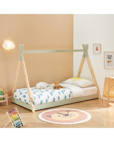 Lit enfant tipi   pin vert  90x190 sommier inclus