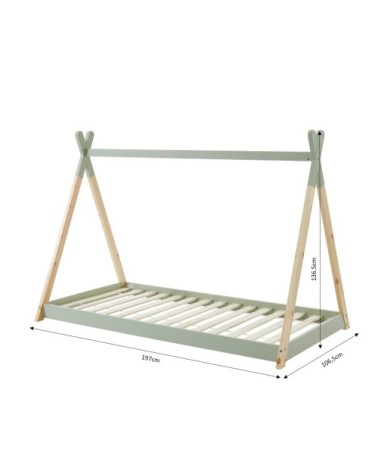 Lit enfant tipi   pin vert  90x190 sommier inclus