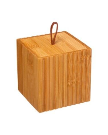 Boîte salle de bain carrée bambou - 9x9x9cm