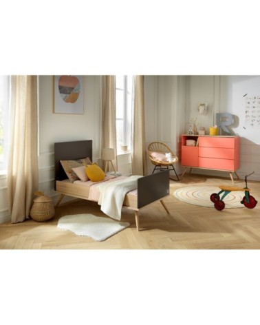 Commode 1 porte 3 tiroirs 95x115x51cm Orange