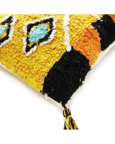 Coussin 100 % coton esprit berbère jaune 70x70