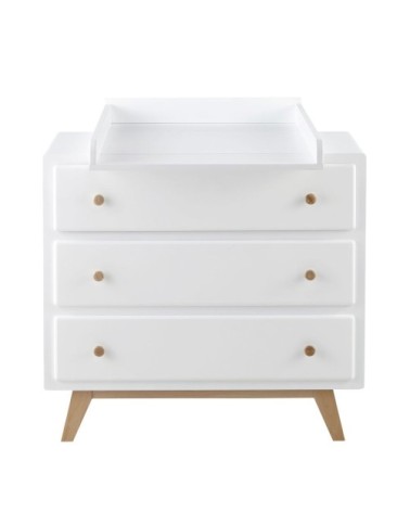 Commode compatible plan à langer 3 tiroirs blanche