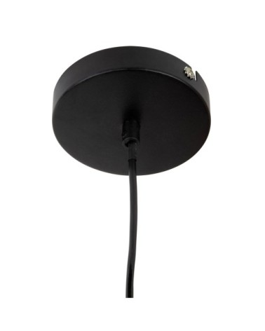 Suspension globe en verre texturé fumé marron et métal noir