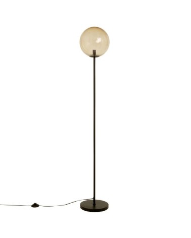 Lampadaire en métal noir et globe en verre H155