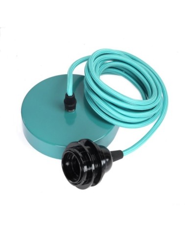 Suspension 1 fil électrique en tissu turquoise 3m