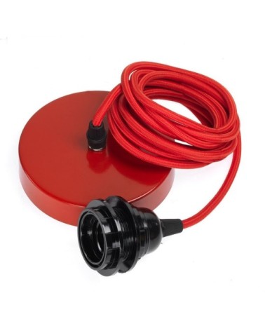 Suspension 1 fil électrique en tissu rouge 3m