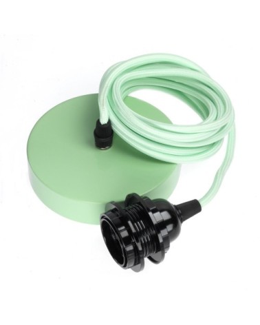 Suspension 1 fil électrique en tissu vert menthe 3m