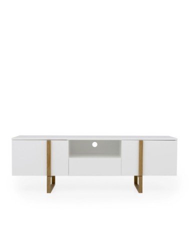Meuble TV en bois 2 portes 1 tiroir L177cm blanc