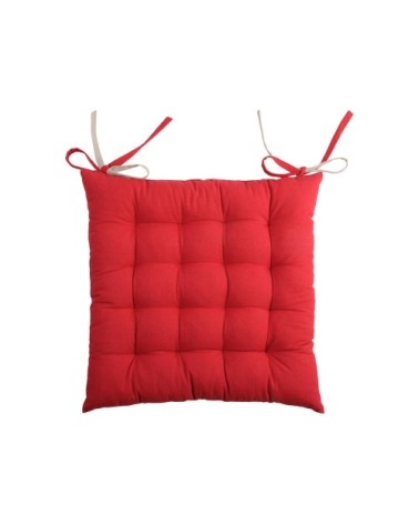 Galette de chaise bicolore coton rouge/lin 40x40