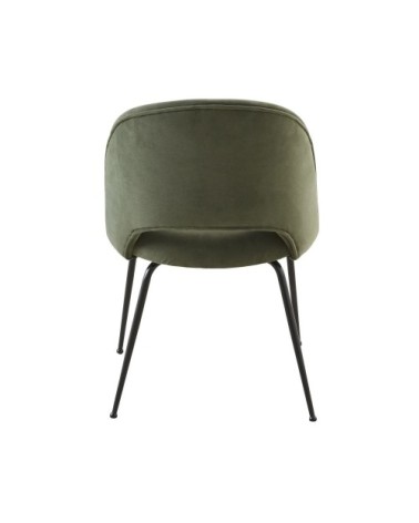 Chaise en velours vert kaki et métal noir
