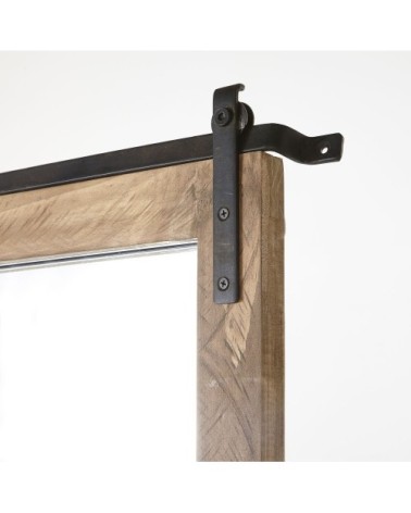 Miroir en pin et métal noir effet vieilli 74x180