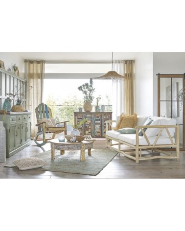 Miroir en pin et métal noir effet vieilli 74x180