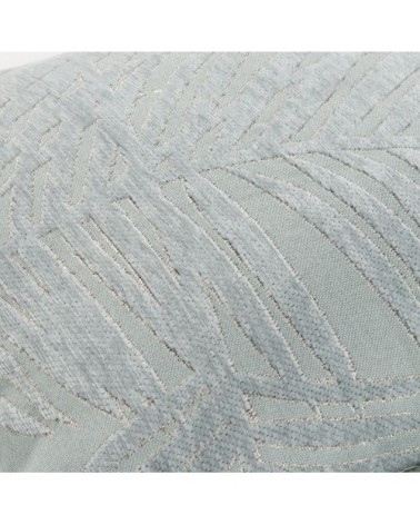 Housse de coussin en coton recyclé motifs jacquard et franges bleues 40x40