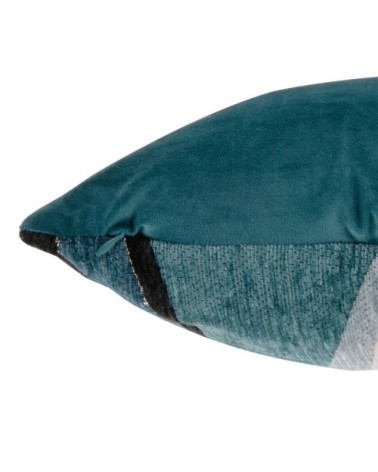 Housse de coussin tissée jacquard bleue, écrue et noire, OEKO-TEX® 40x40