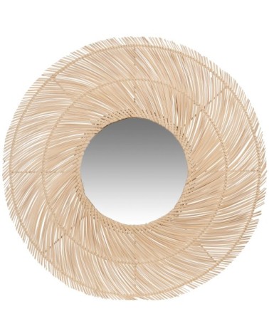 Miroir fait main en rotin beige D58
