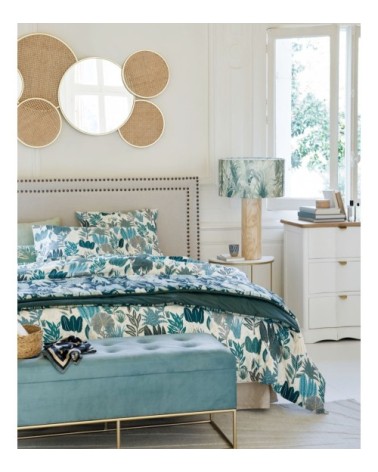 Déco murale en miroir et rotin beige et doré 146x84