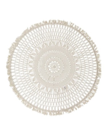 Déco murale rond en coton tressé beige D130