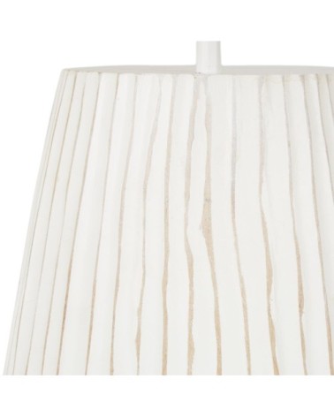 Lampe en bois de sapin blanc et abat-jour en rabanne