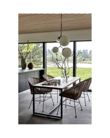 Suspension laiton en verre blanc et gris