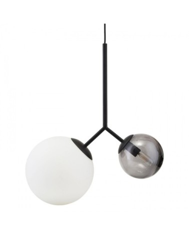 Suspension noire en verre blanc et gris