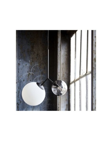 Suspension noire en verre blanc et gris