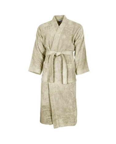 LUXURY - Peignoir de bain mixte col kimo Ficelle L