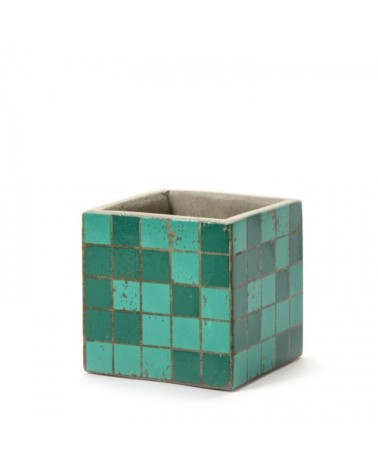 Pot béton cubique vert 11x11x11 cm