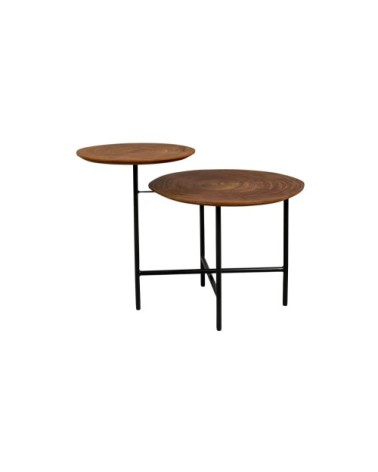 Table basse en bois foncé et métal