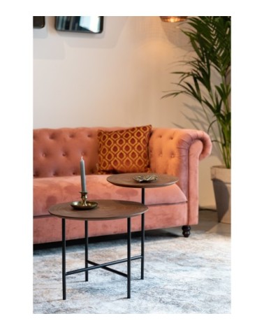 Table basse en bois foncé et métal