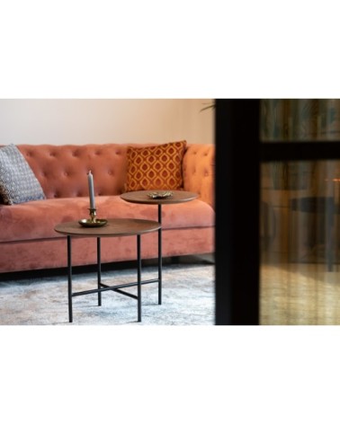 Table basse en bois foncé et métal