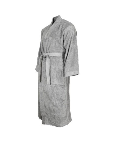 Peignoir col kimono en coton  Gris Perle M