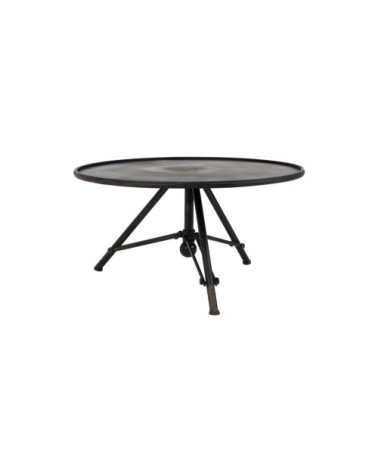 Table basse métal ronde industrielle gris