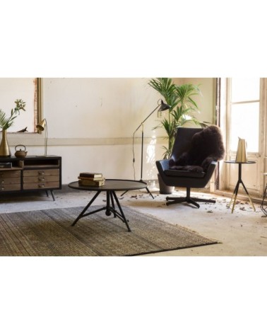 Table basse métal ronde industrielle gris