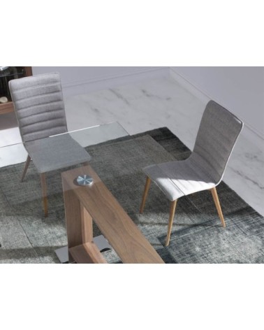 Chaise en tissu avec pieds en bois noyer