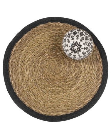 Set de table rond en jute noir