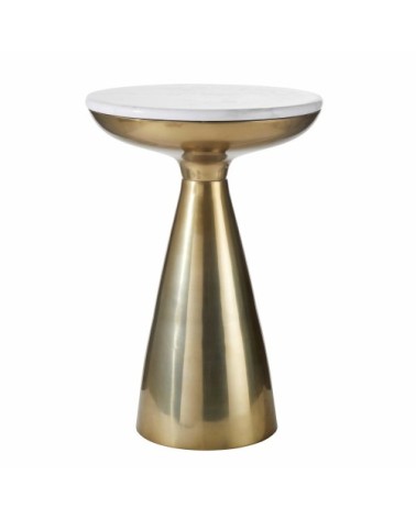 Bout de canapé en aluminium doré et blanc