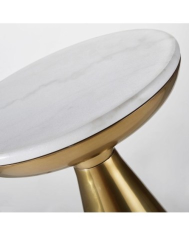 Bout de canapé en aluminium doré et blanc