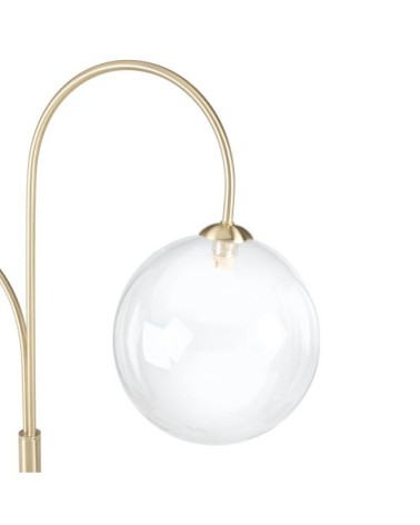 Lampadaire en métal doré 2 globes en verre H155