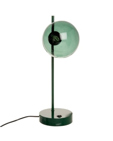 Lampe en métal vert et verre teinté